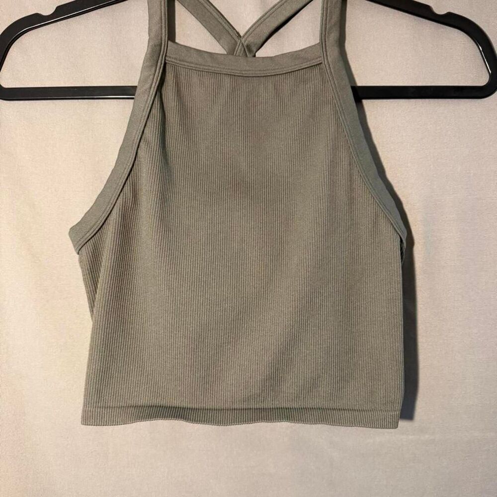 Wild Fable grey ribbed knit halter crop top